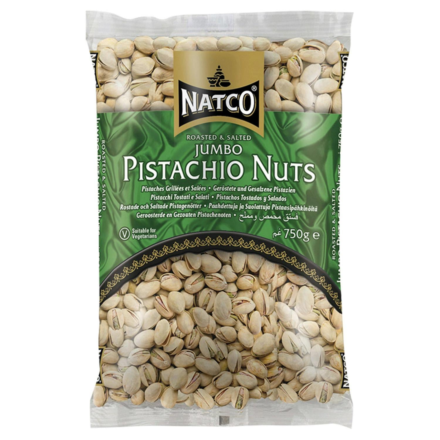 Natco roasted salted jumbo pistachio nuts 750g, imported from the UK