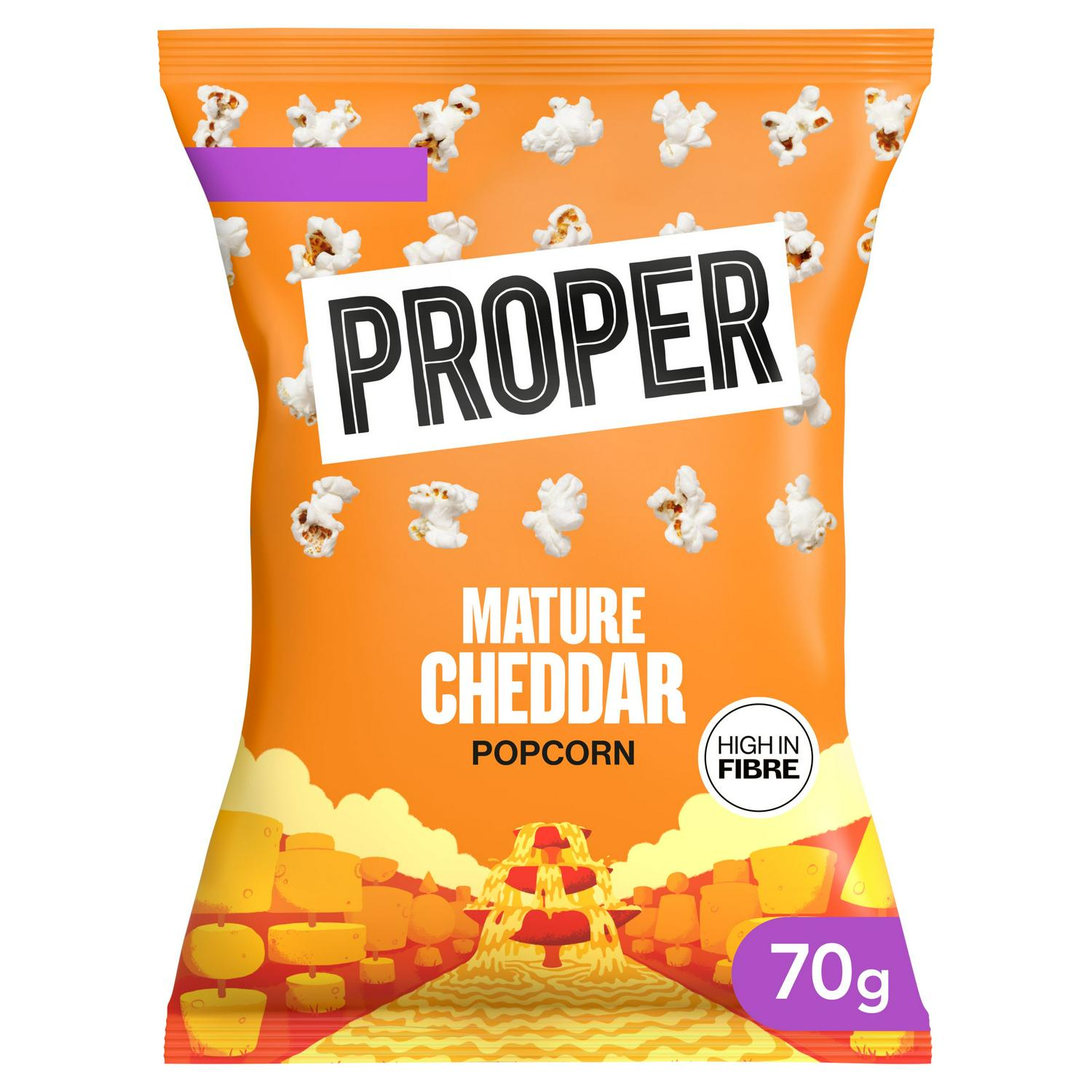 Proper mature cheddar popcorn 70g, imported from the UK