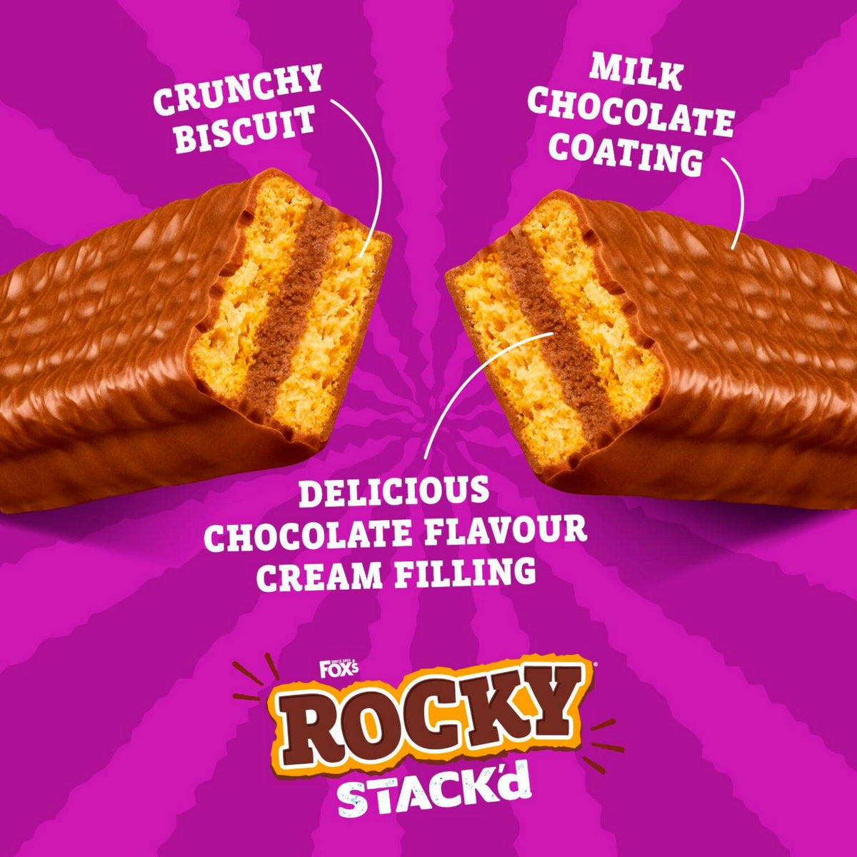 Fox's Rocky Stack'd Chocolate Cream 6 x 25g