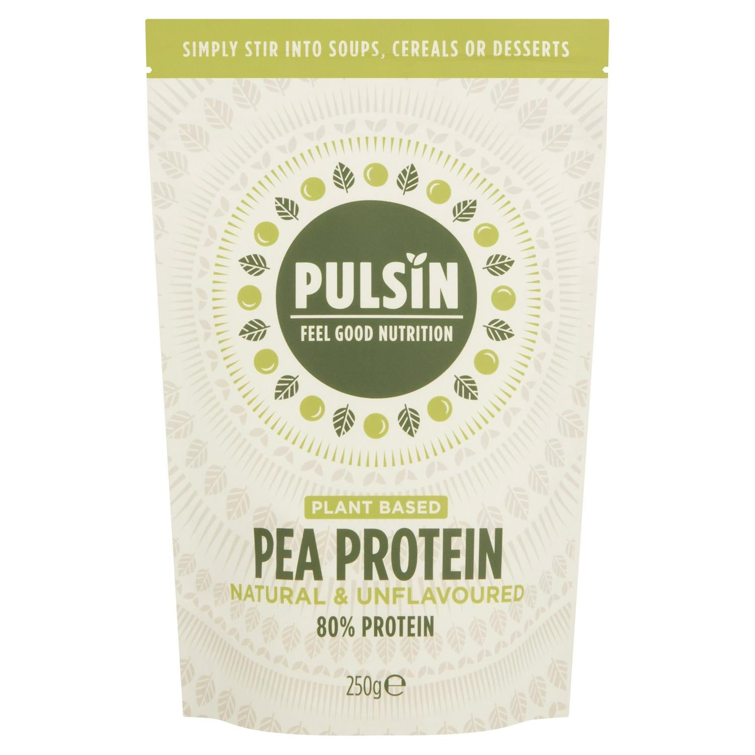 Pulsin pea protein powder unflavoured 250g, imported from the UK