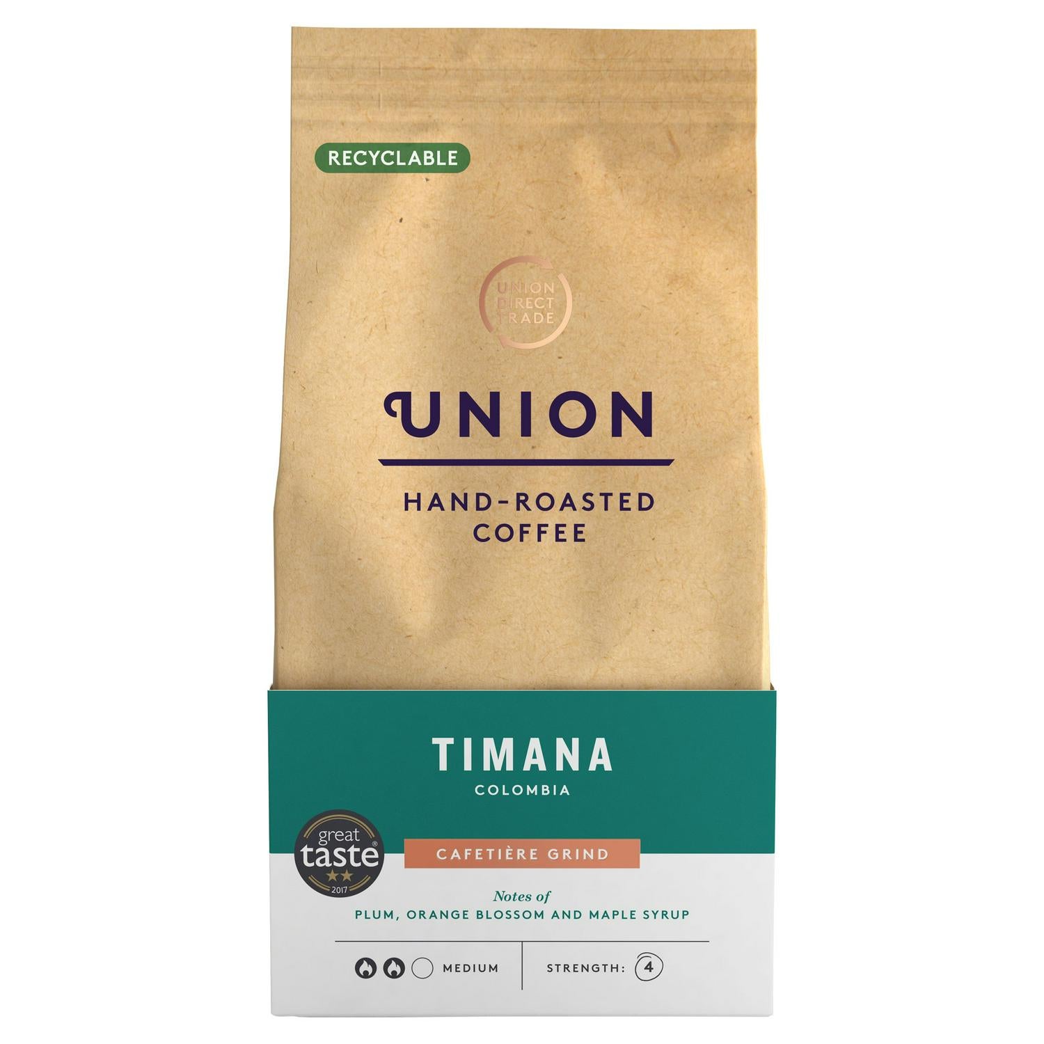 Union Hand-Roasted Timana Colombia Ground Coffee 200g (British brand)