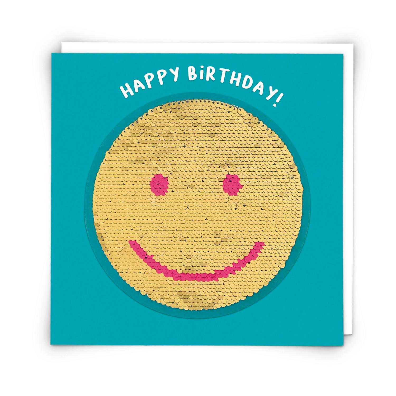 Redback Cards Happy Birthday Greeting Card with Smiley Seqin Face