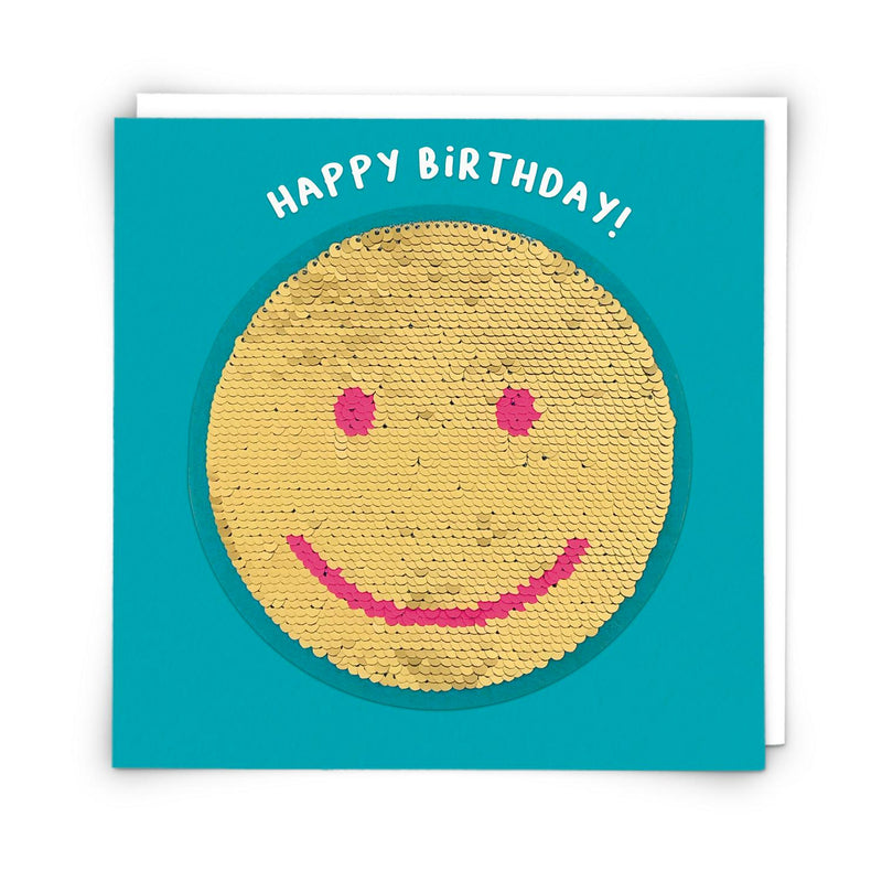 Redback Cards Happy Birthday Greeting Card with Smiley Seqin Face