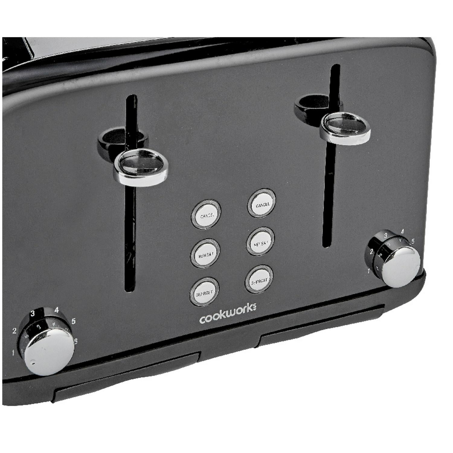 Cookworks Metal Pyramid 4 Slice Toaster Black