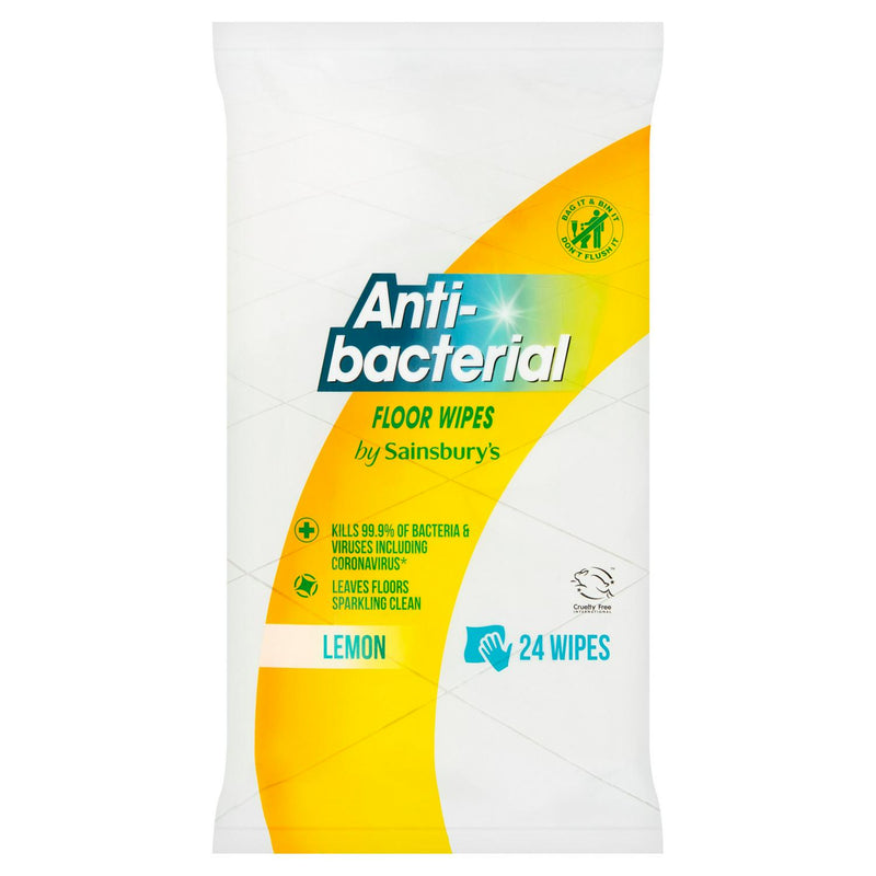 Sainsbury's Antibacterial Floor Wipes Lemon 24 Pack (British brand)