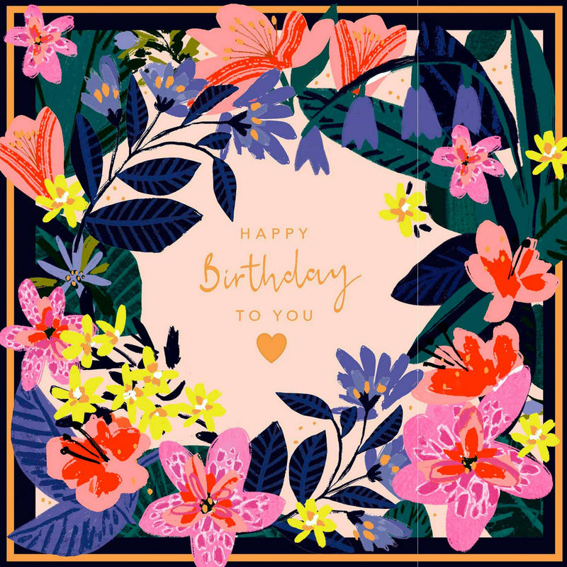 Sainsbury's Happy Birthday Card Floral Wreath 15.9cm (British brand)