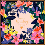 Sainsbury's Happy Birthday Card Floral Wreath 15.9cm (British brand)