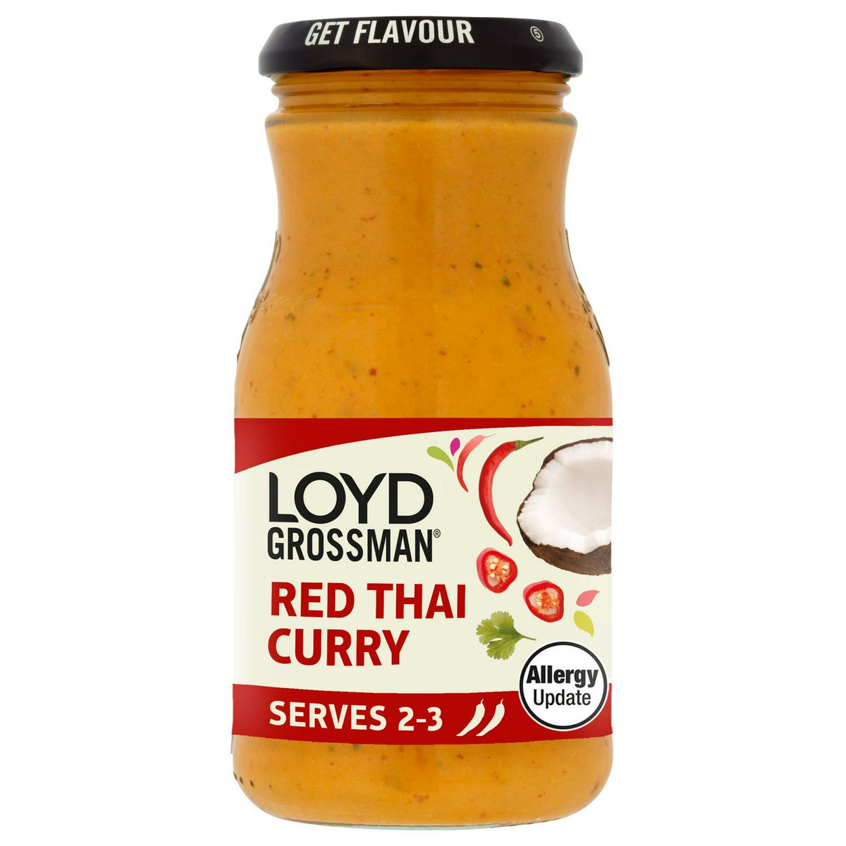 Loyd Grossman Thai red curry sauce 350g with coconut cream and red chillies, UK version