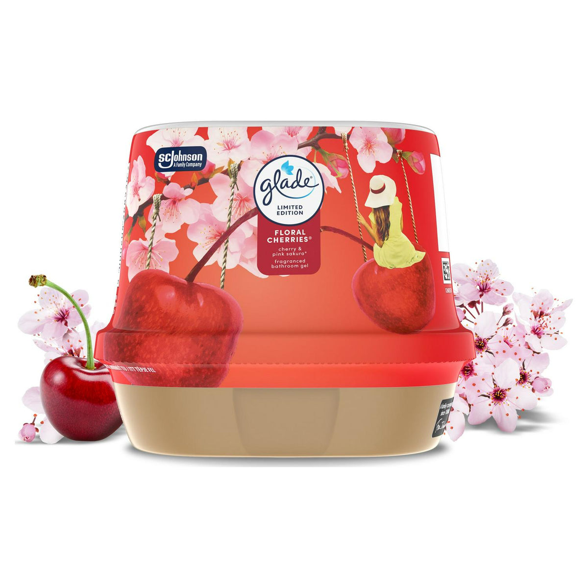 Glade Bathoom Gel Air Freshener Floral Cherries 180g
