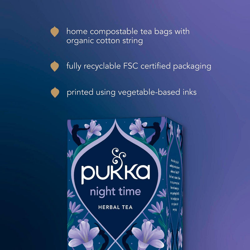 Pukka Organic Night Time Herbal Tea 40g, imported from the UK