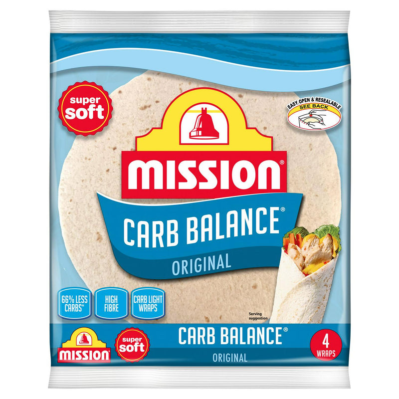 Mission Carb Balance tortilla wraps 200g, imported from the UK