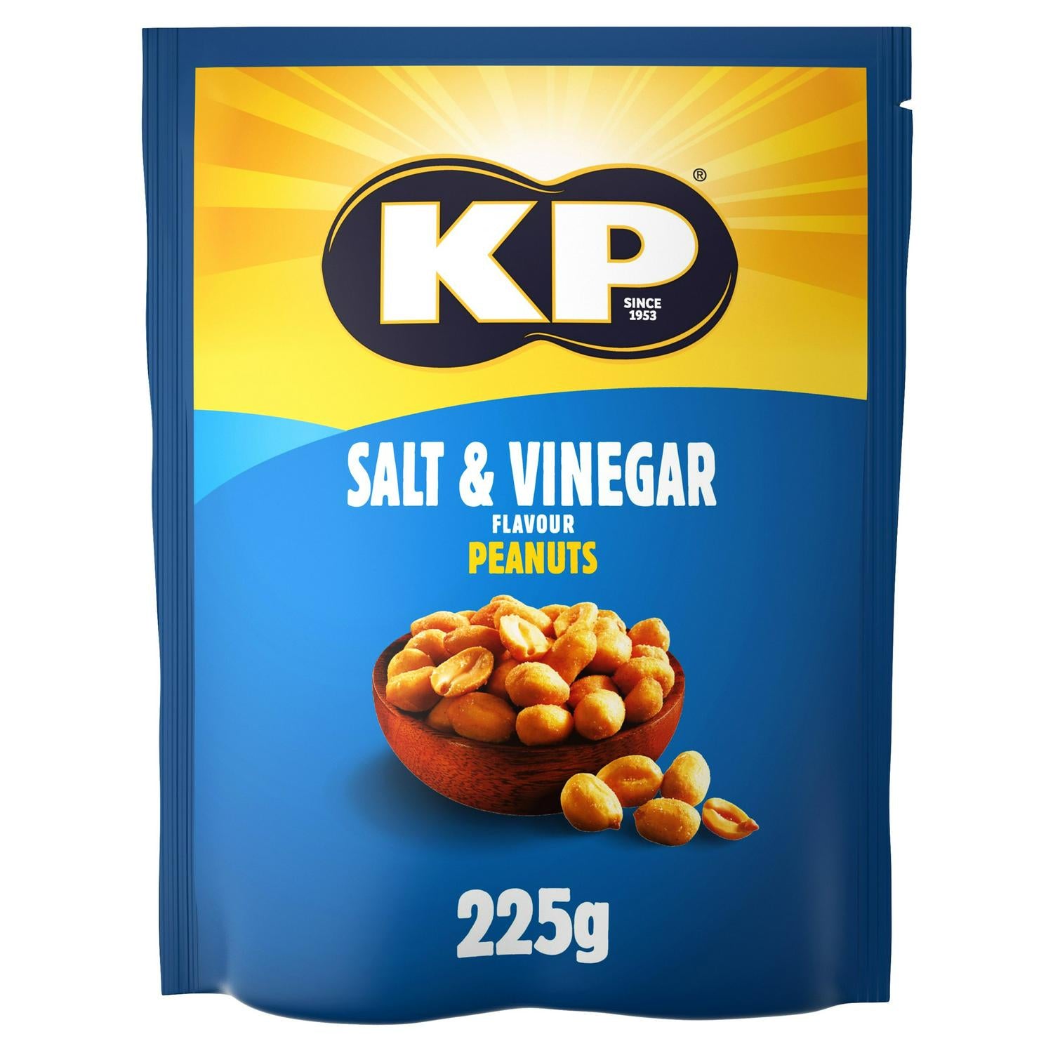 KP salt and vinegar flavoured peanuts 225g, UK version
