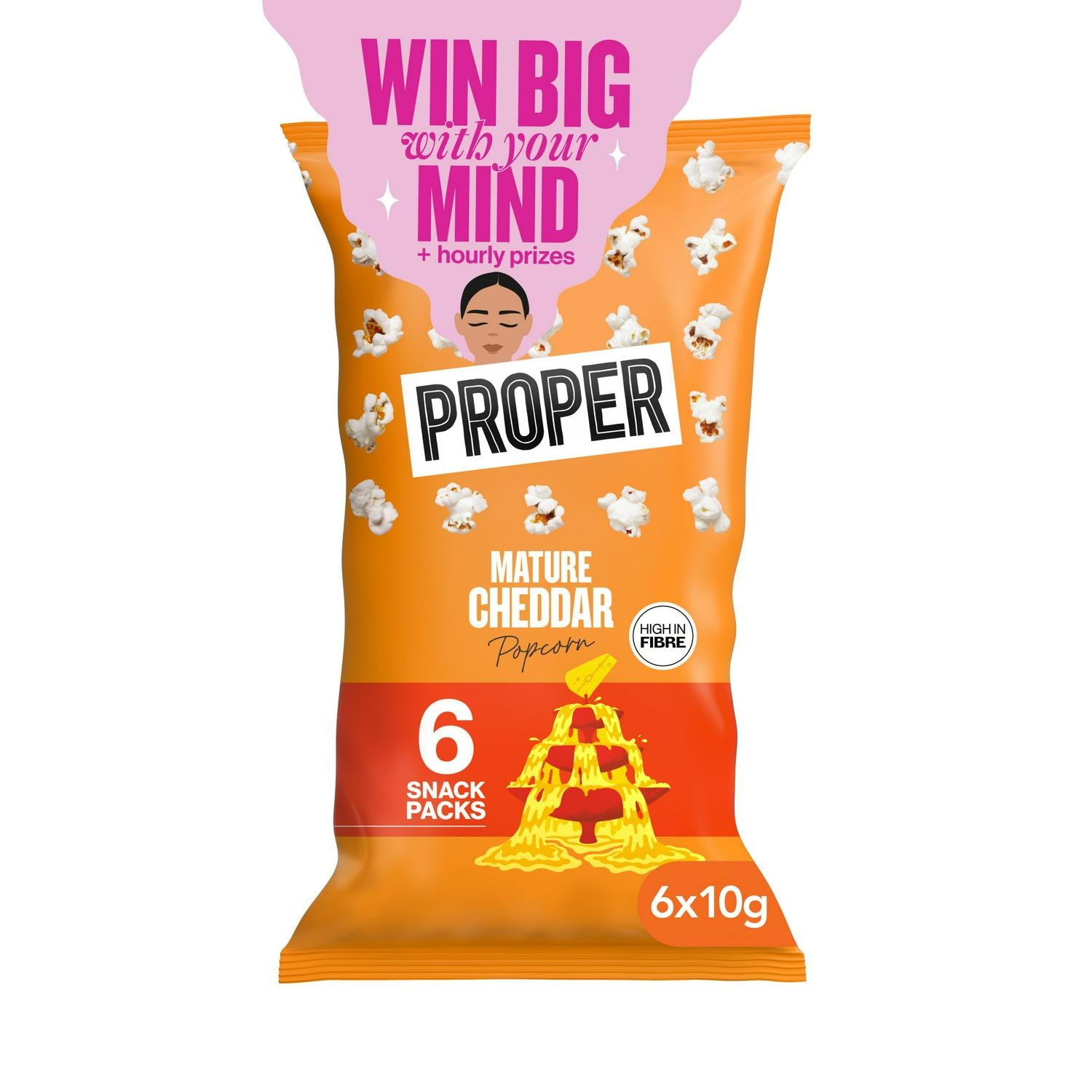 Proper mature cheddar popcorn multipack 6 x 10g, imported from the UK