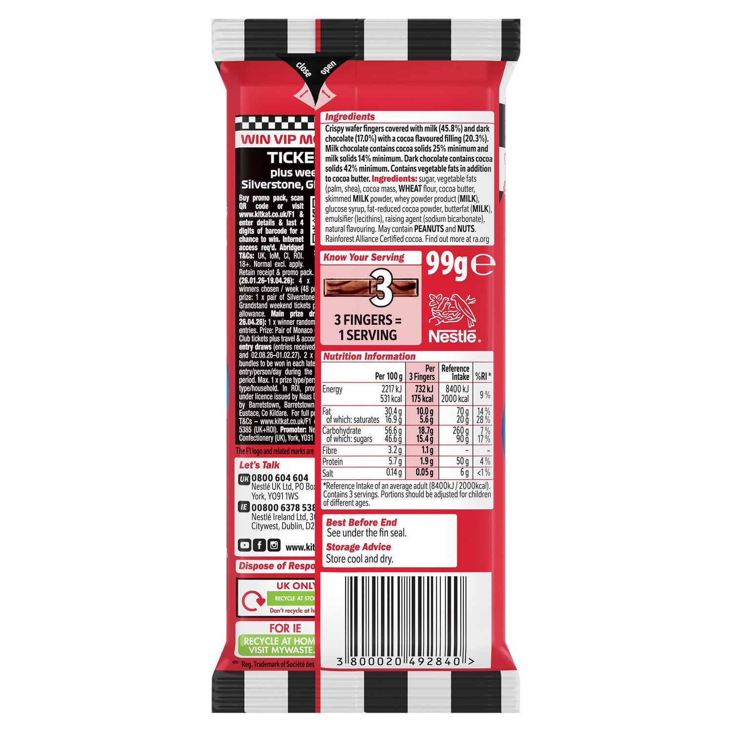 KitKat double chocolate sharing bar 99g, UK version