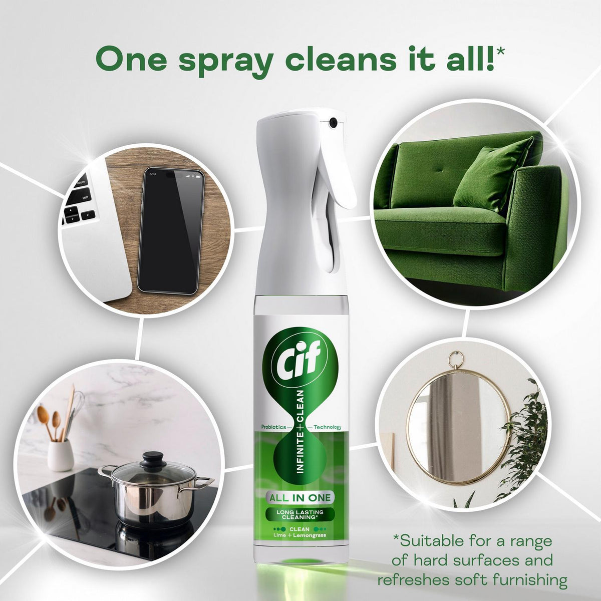Cif Infinite Clean All in One Cleaner Spray Lime & Lemongrass 280ml