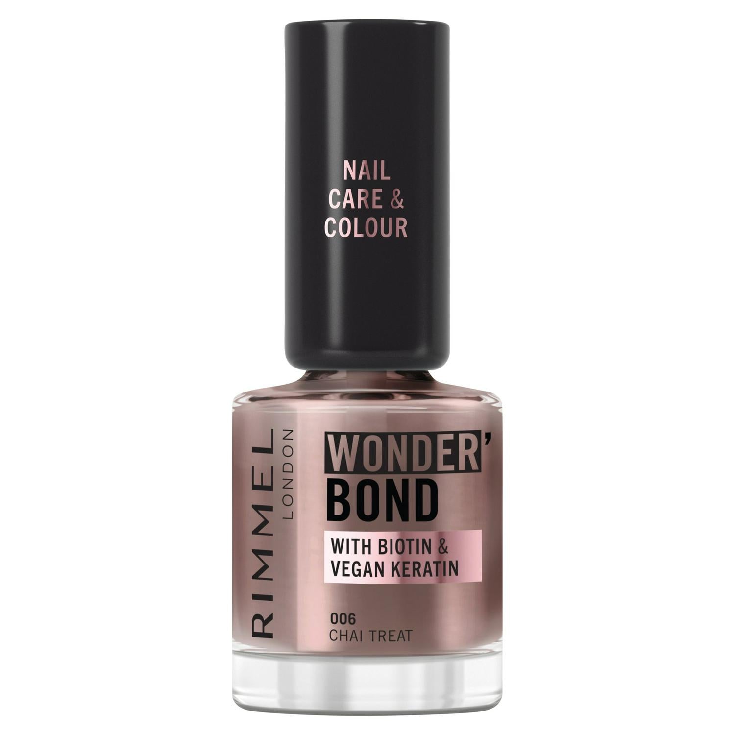 Rimmel Wonder Bond 006 Chai Treat nail polish, imported from the UK