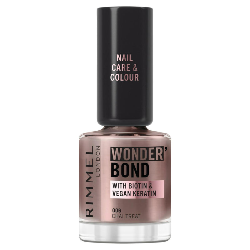 Rimmel Wonder Bond 006 Chai Treat nail polish, imported from the UK