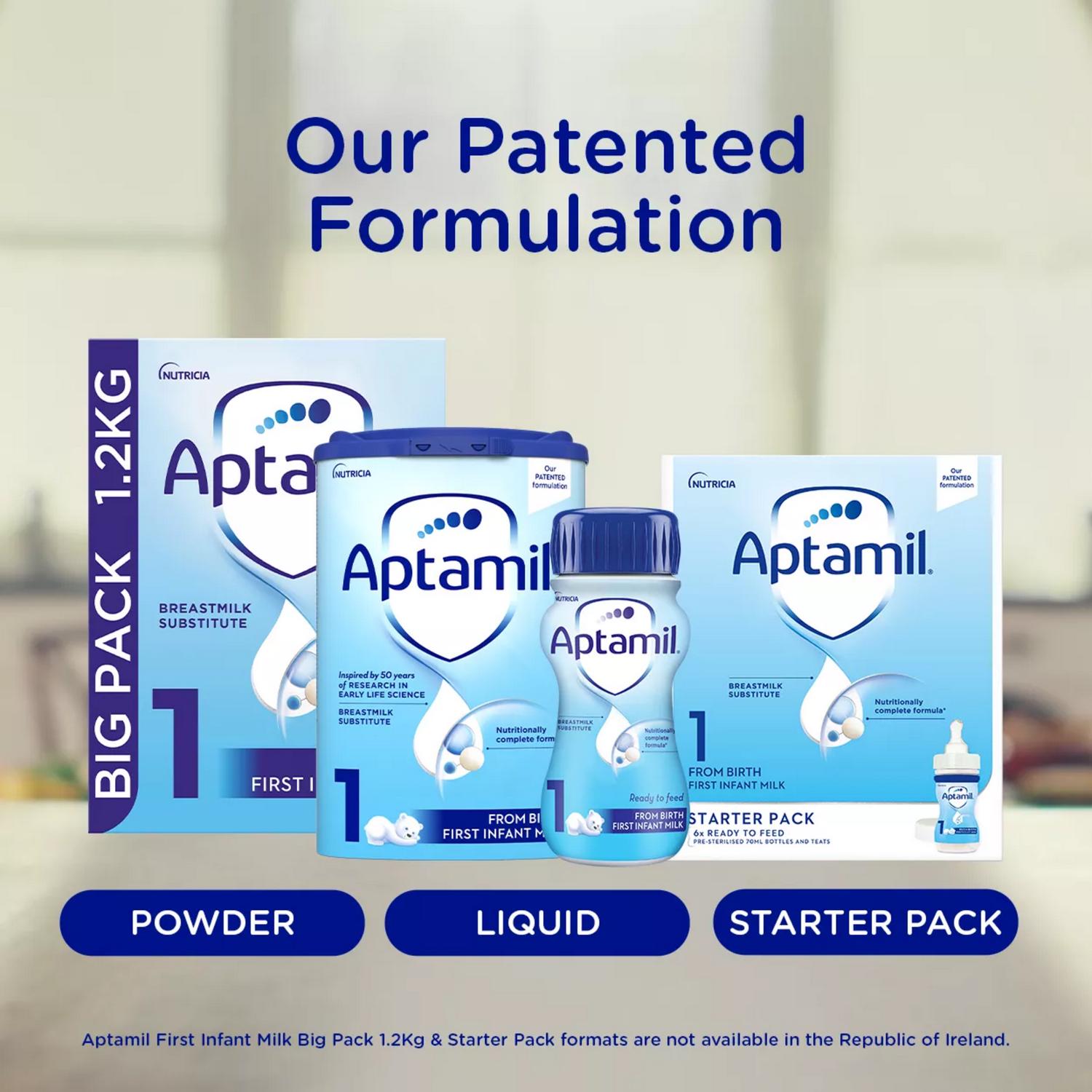 Aptamil 1 First Infant Baby Milk Formula Liquid From Birth Ready To Feed 1L