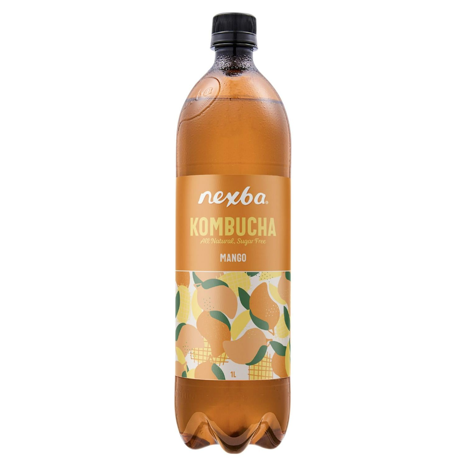 Nexba Kombucha Mango 1L beverage, imported from the UK