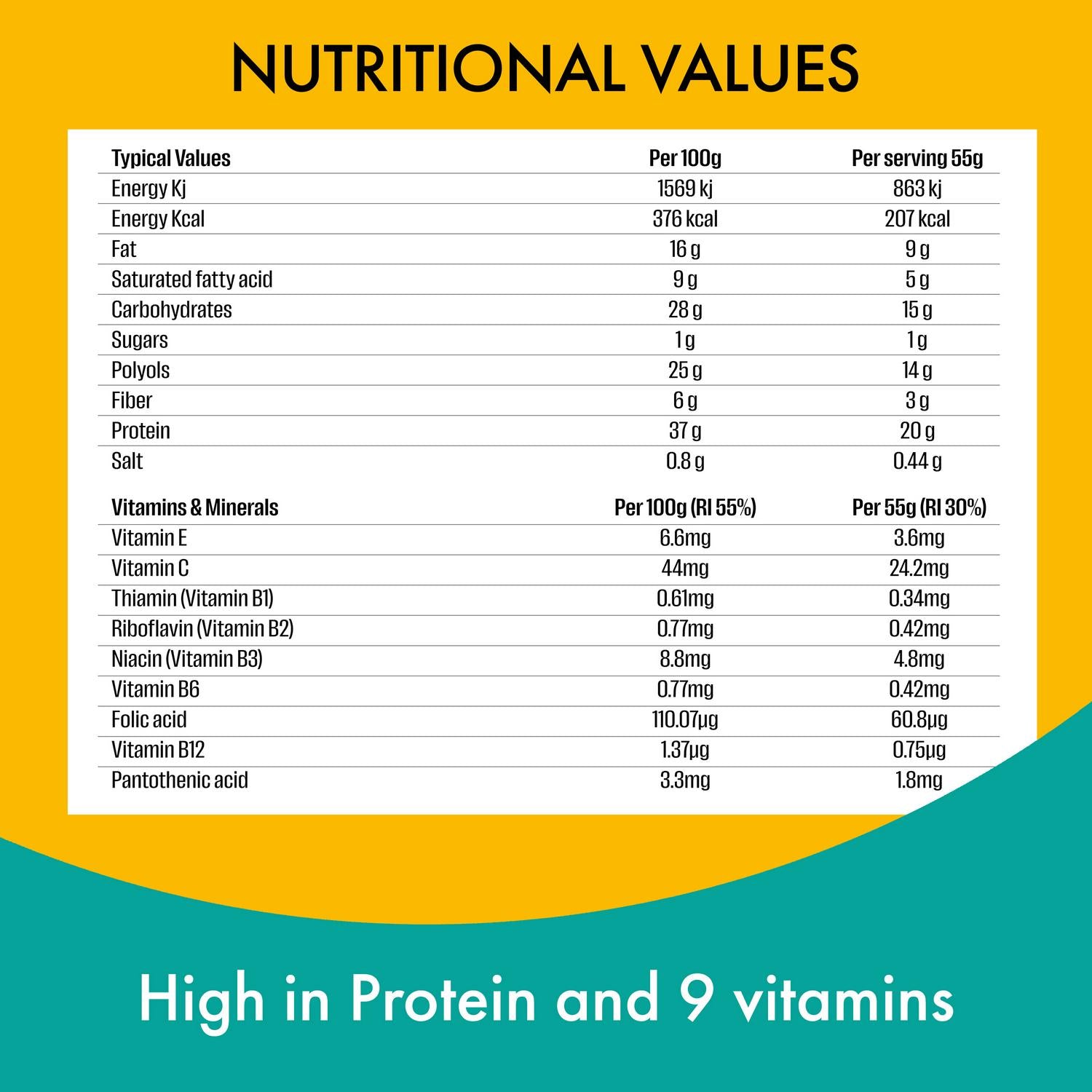 Fulfil Vitamin Protein Bar Dark Chocolate Salted Caramel 55g - British product