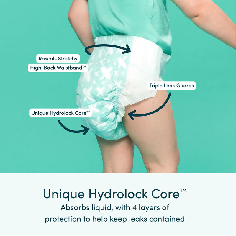 Rascals Premium Nappies Size 3 44 Pack, imported from the UK