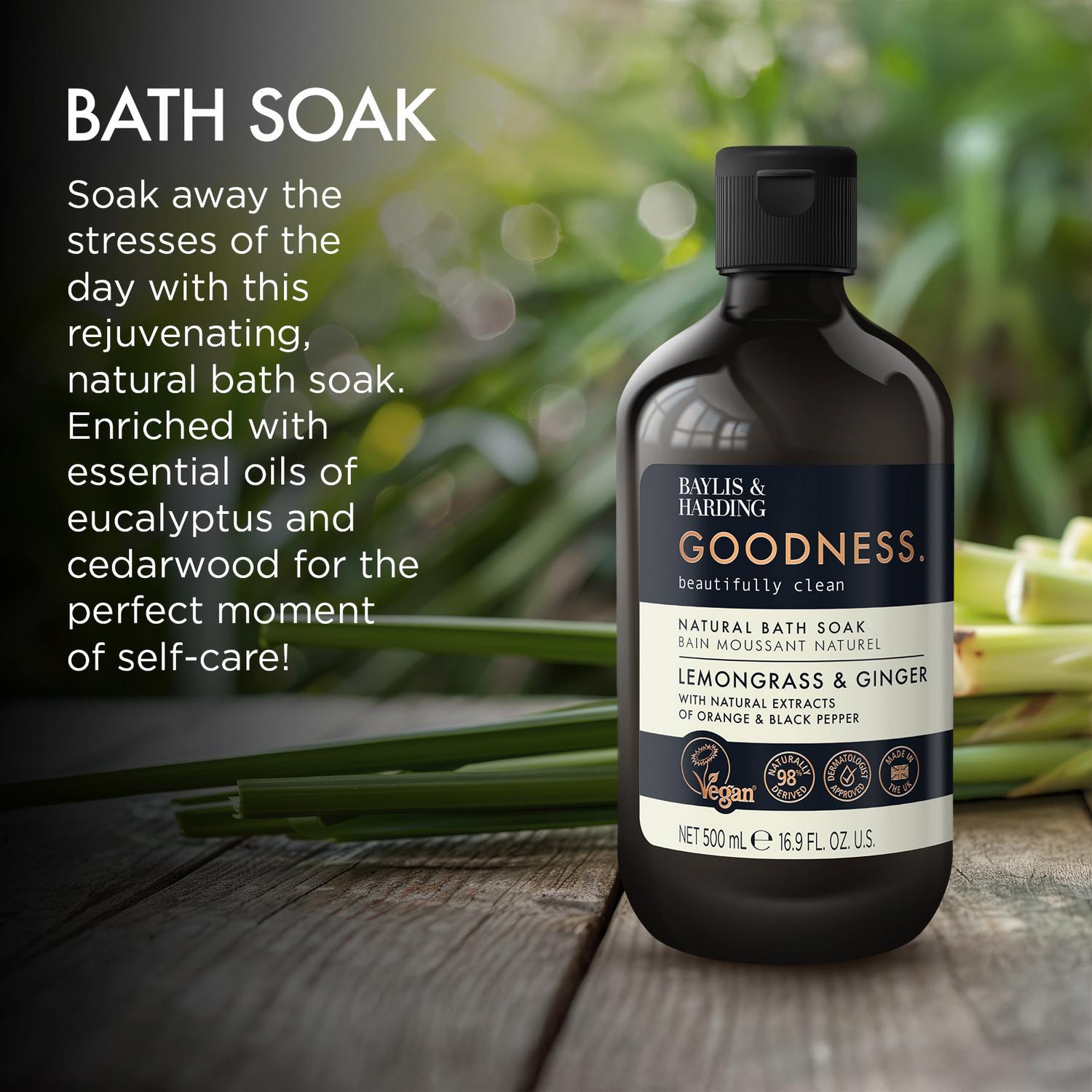 Energising Natural Bath Soak with Lemongrass and Ginger 500ml