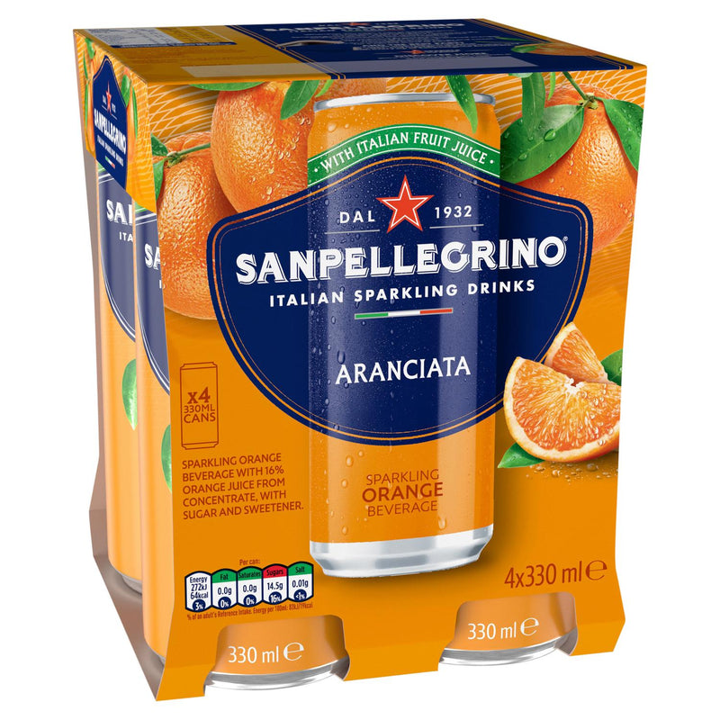 San Pellegrino Orange Sparkling Drink 4 x 330ml (British brand)