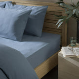 Habitat Cotton Rich 180 TC Fitted Sheet - Denim