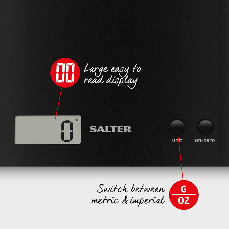 Salter digital kitchen scale black 3kg capacity (British brand)