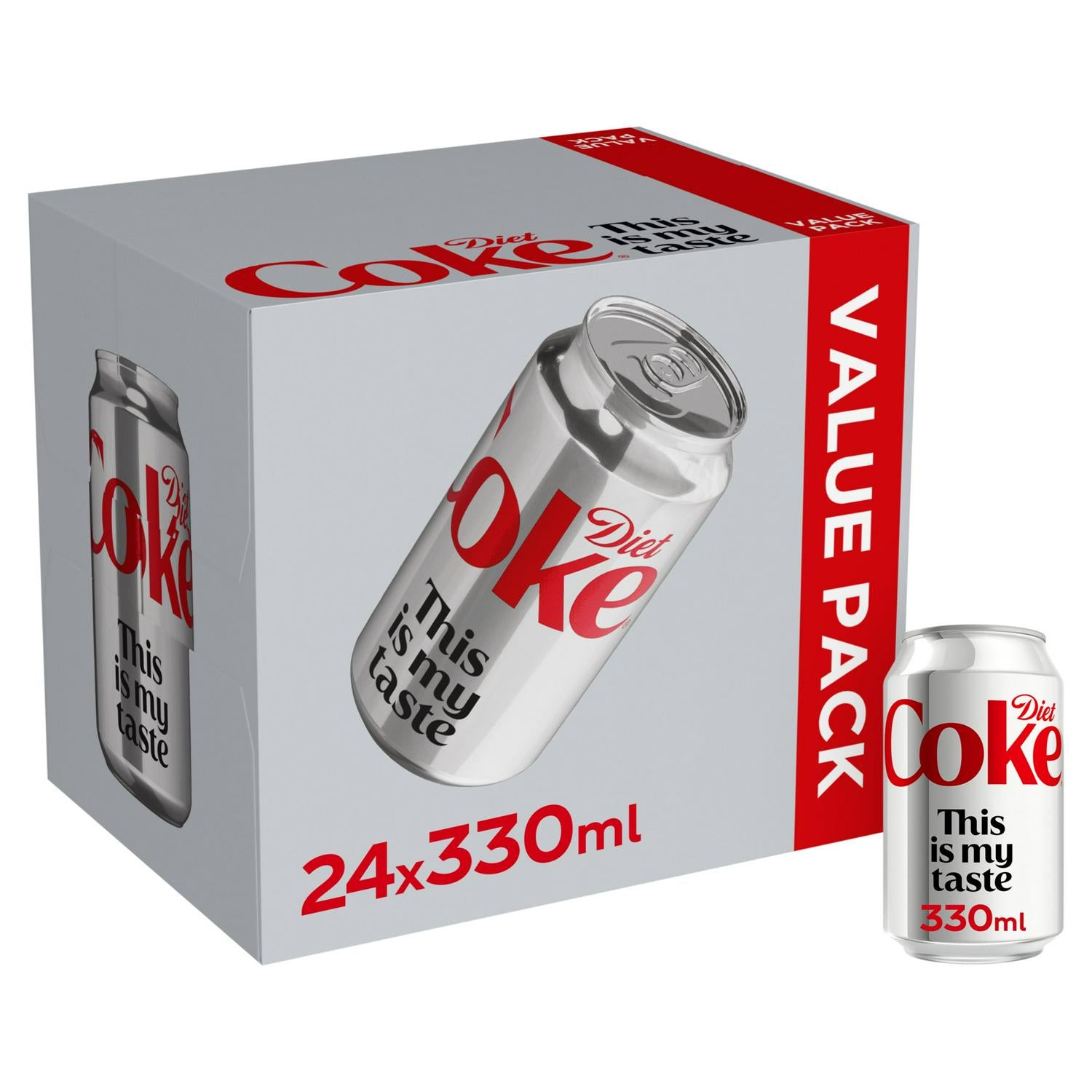 Diet Coke sugar free cola cans 24 x 330ml - British product