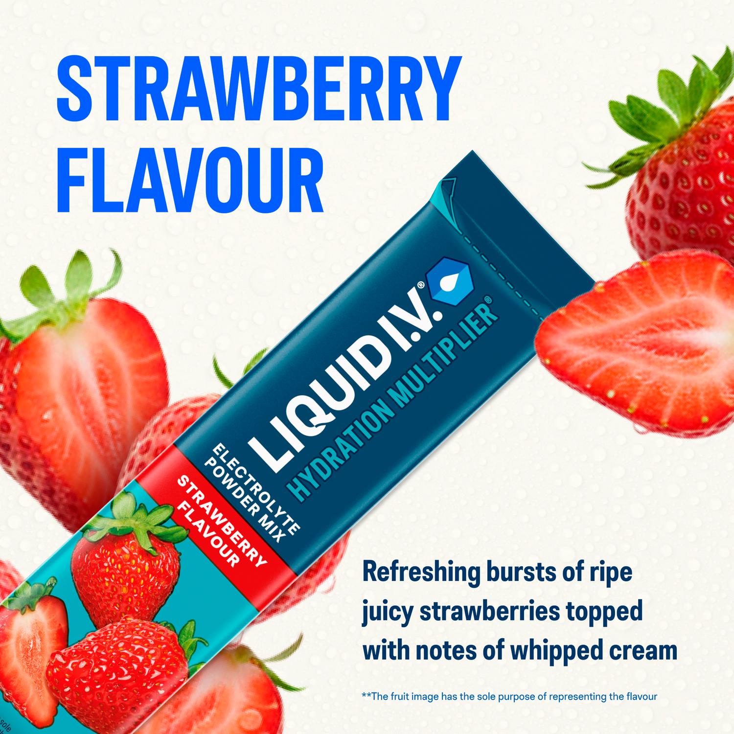 Liquid I.V. Electrolyte Powder Strawberry 15 Sachets, imported from the UK