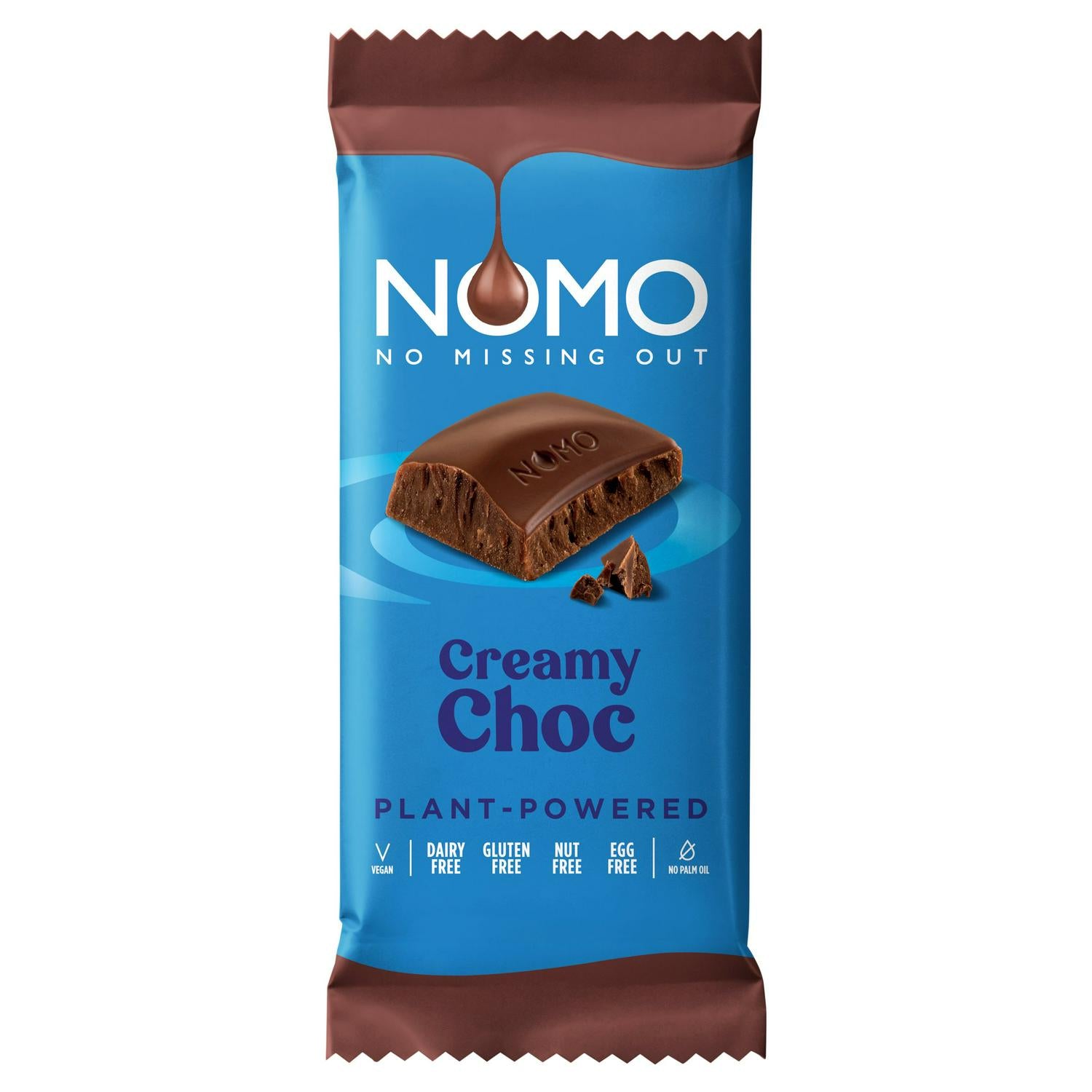NOMO Creamy Choc Bar Vegan 75g, imported from the UK