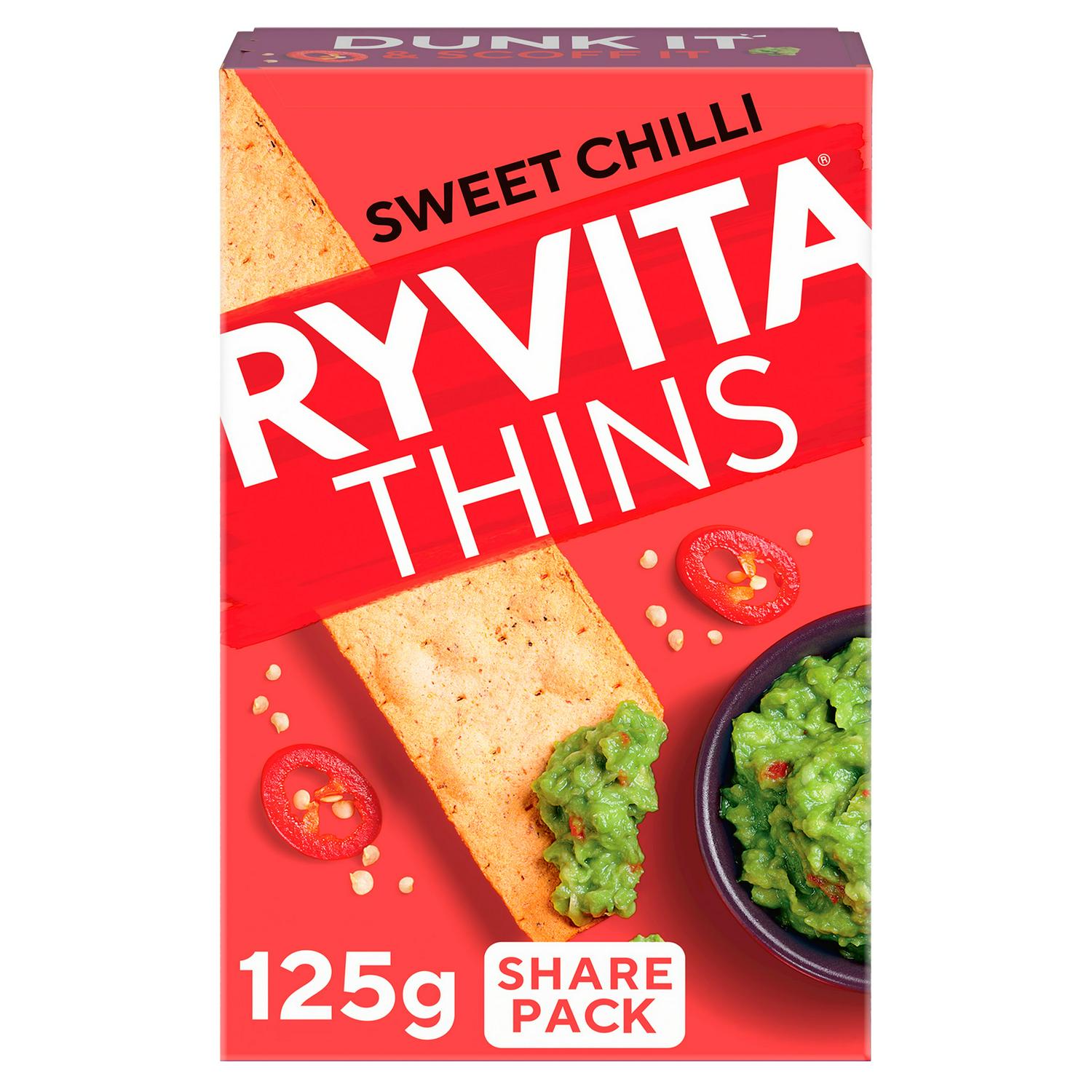 Ryvita Thins Sweet Chilli Flatbread Crackers 125g, imported from the UK