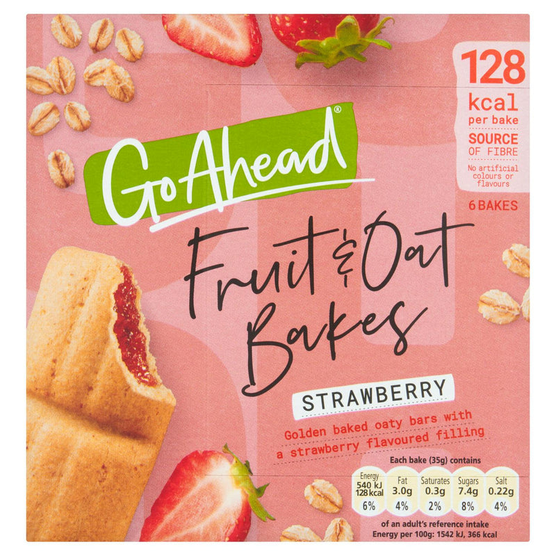 Go Ahead Strawberry Fruit and Oat Bakes 6x35g, UK version