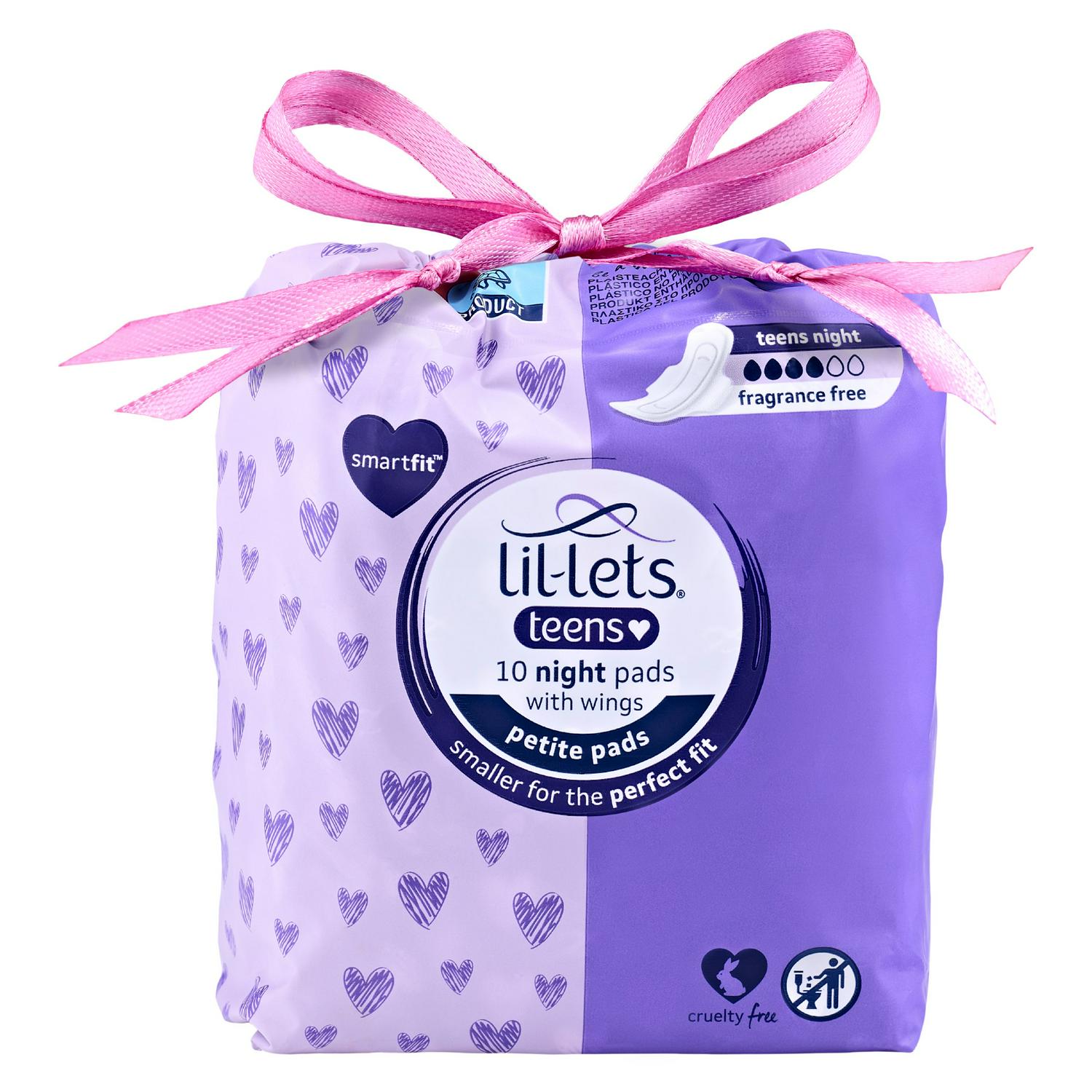Lil-lets teen ultra night sanitary pads 10 count, imported from the UK