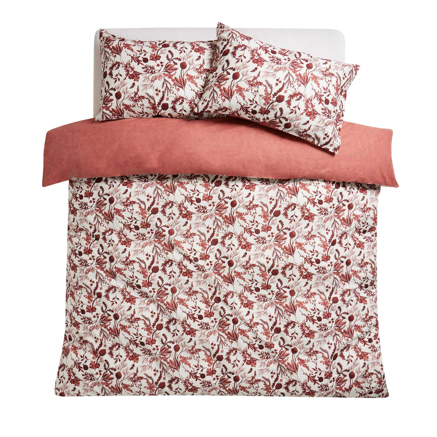 Sainsbury's Home Country Foilage Print Bedding Set - Burgundy