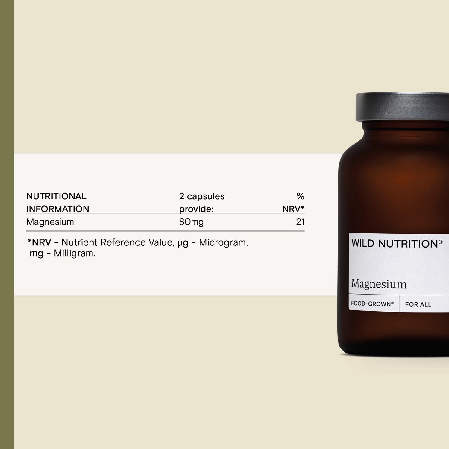 Food-Grown Magnesium Supplement Capsules for Tiredness and Muscle Support, 60 Count