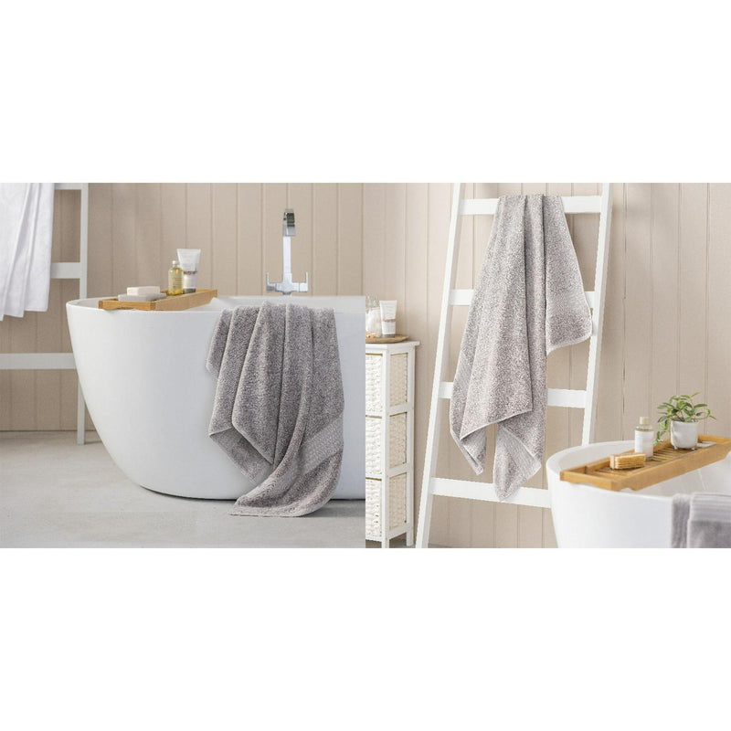 Luxury Egyptian Cotton Bath Towel or Sheet with Plush Pile, Silver Striped Design