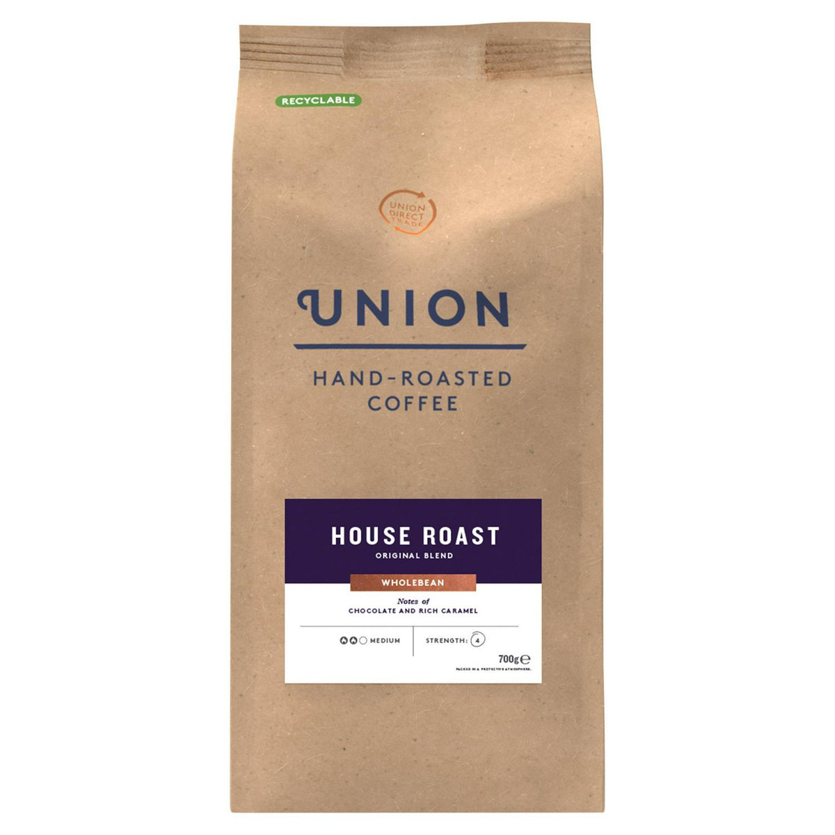 Union Hand Roasted Coffee House Roast Original Blend Wholebean 700g