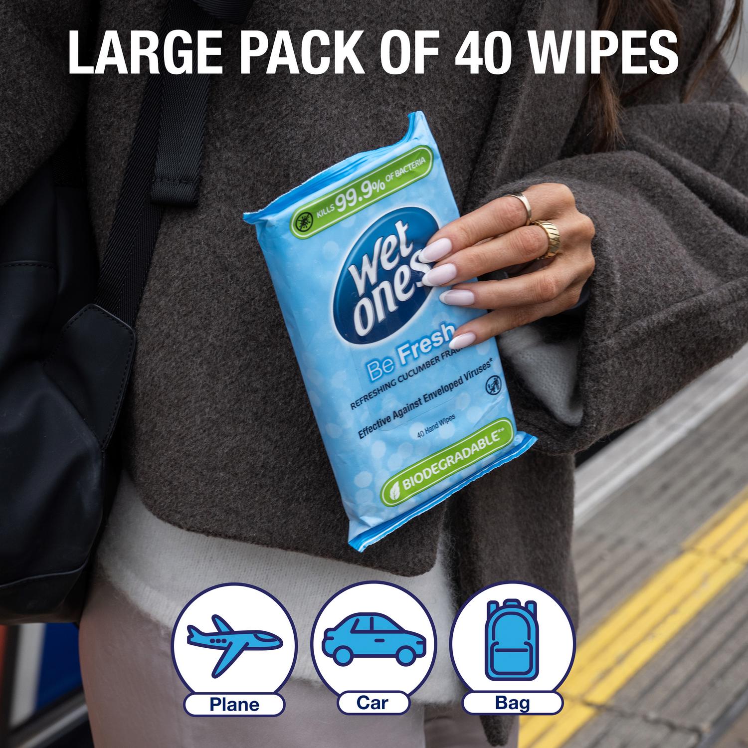 Wet Ones Cucumber Antibacterial Hand Wipes 40 Pack (British brand)