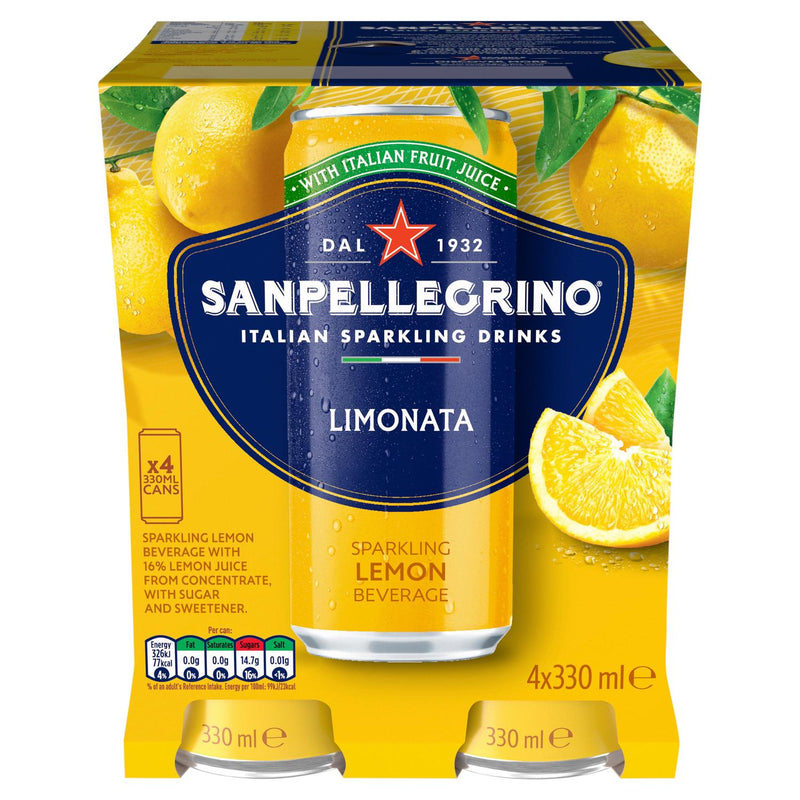 San Pellegrino Sparkling Lemon Drink 4 x 330ml (British brand)