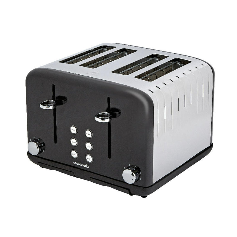 Cookworks Metal Pyramid 4 Slice Toaster Black