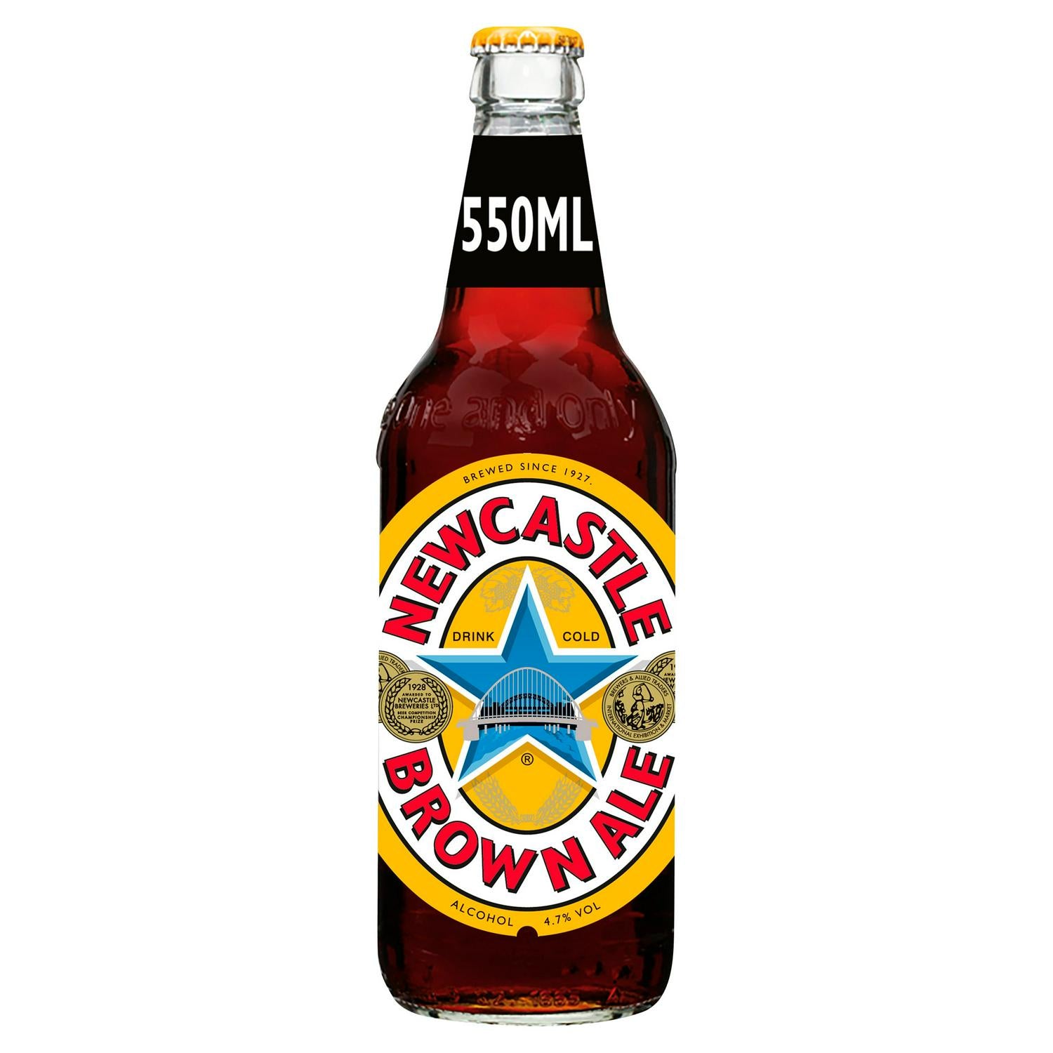 Newcastle brown ale bottle 550ml, imported from the UK