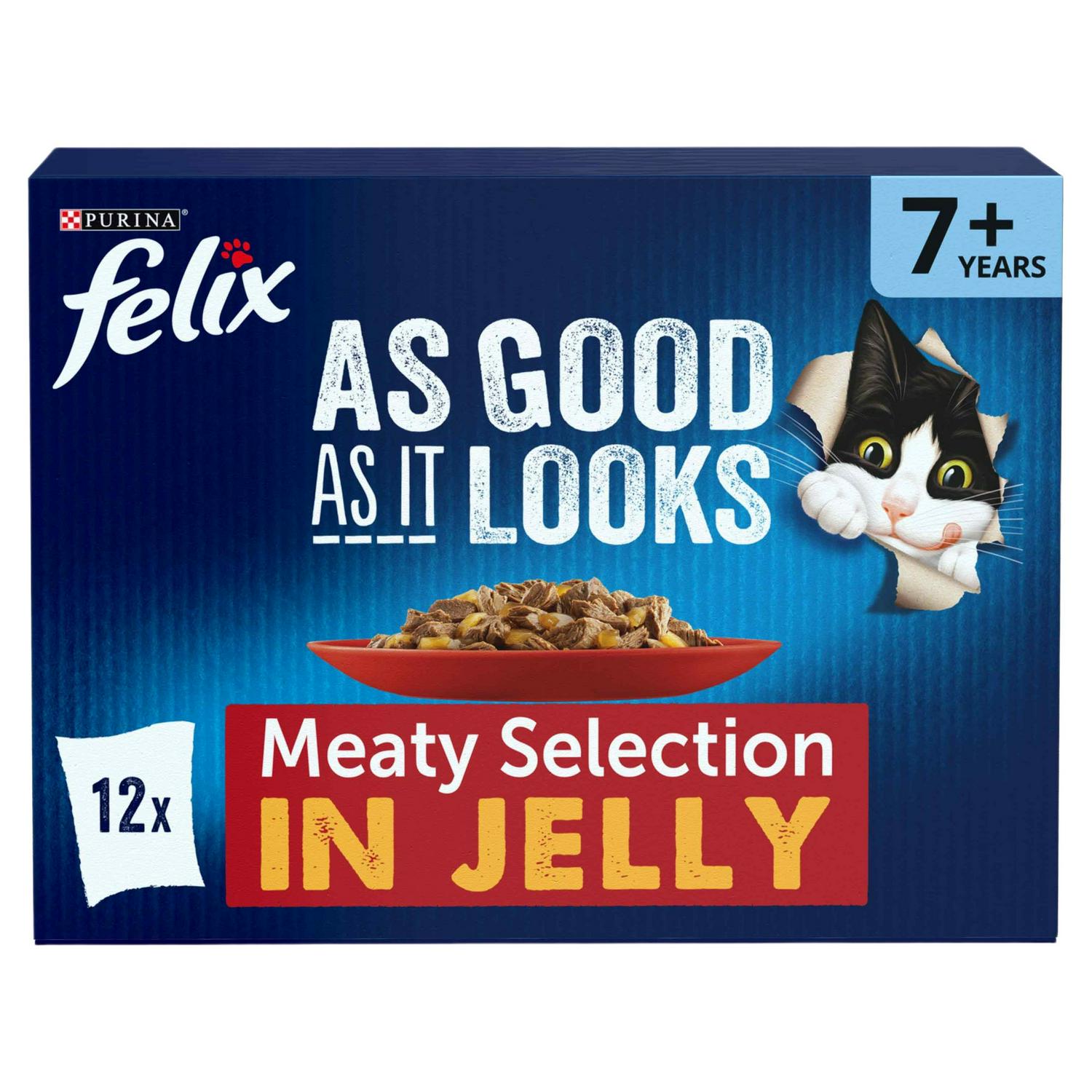 Felix Senior Wet Cat Food Meat in Jelly 12 Pack - British product