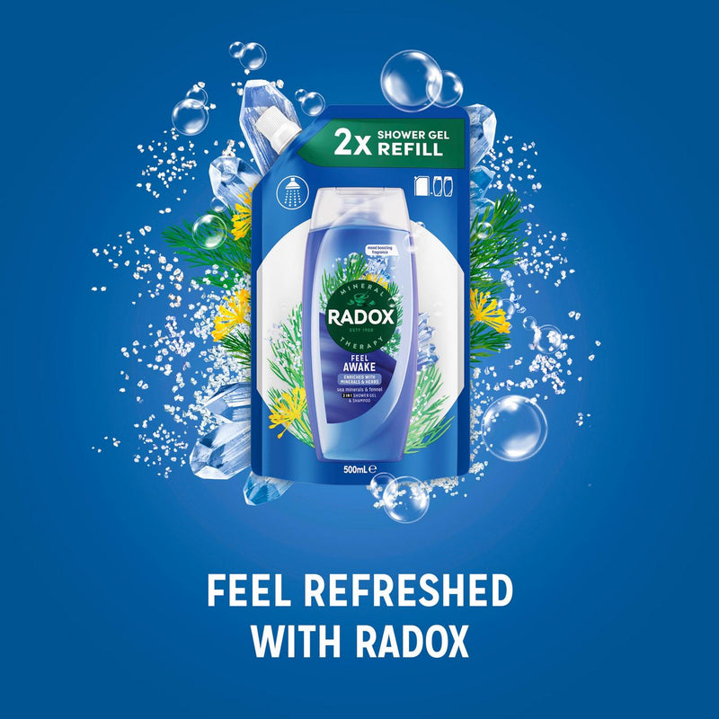 Invigorating 2-in-1 Body Wash and Shampoo Refill Pouch 500ml with Mineral and Herb Blend