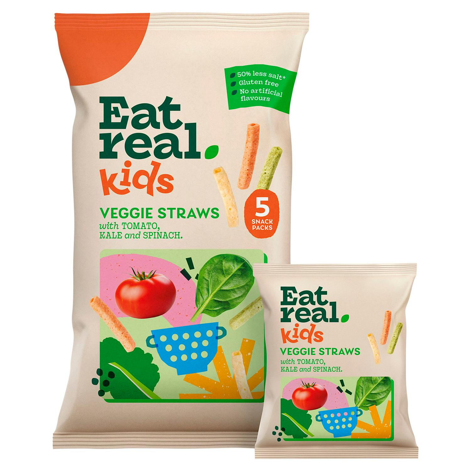 Eat Real Kids Veggie Straws with Tomato, Kale & Spinach 5 x 16g