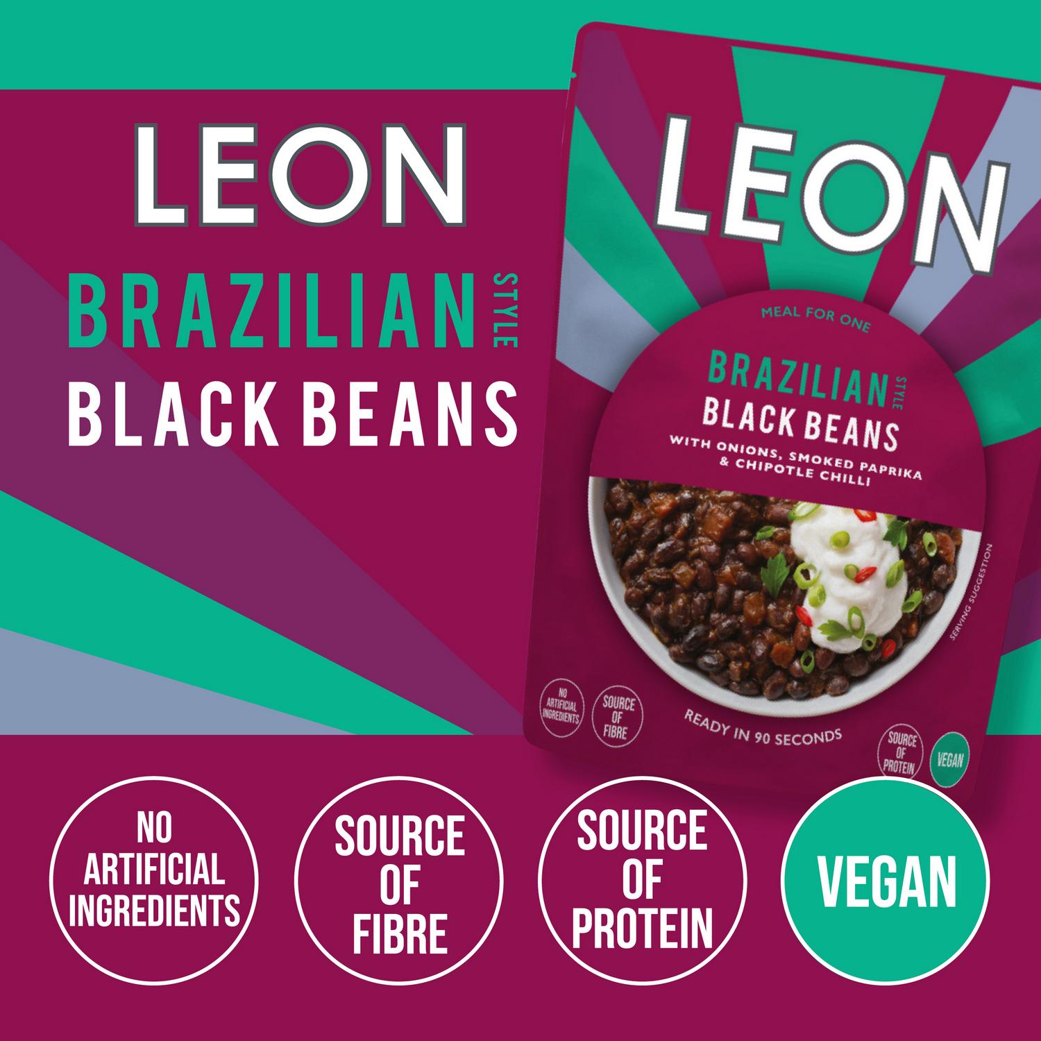Leon Brazilian Style Black Beans Meal 250g pouch, UK version
