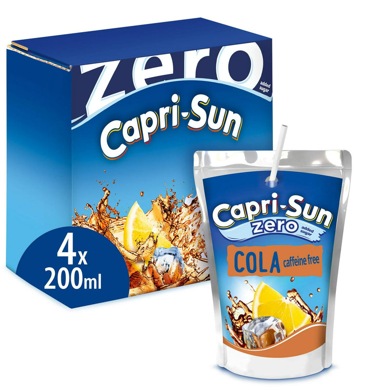 Capri-Sun Cola Zero Kids Juice Drink 4 x 200ml - British product