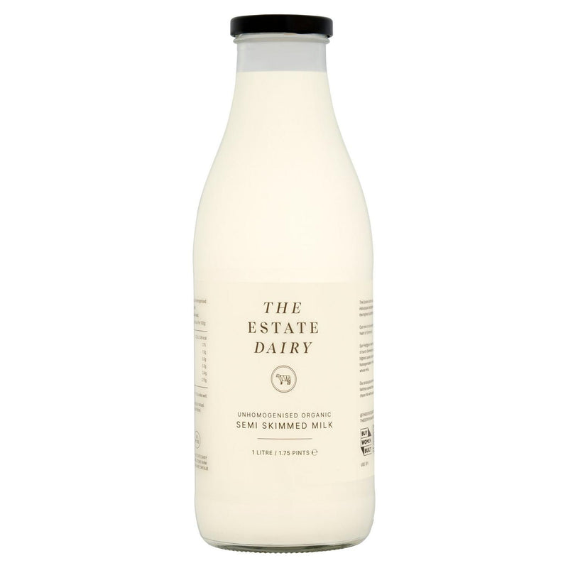 The Estate Dairy Unhomogenised Organic Semi Skimmed Milk 1L (British brand)