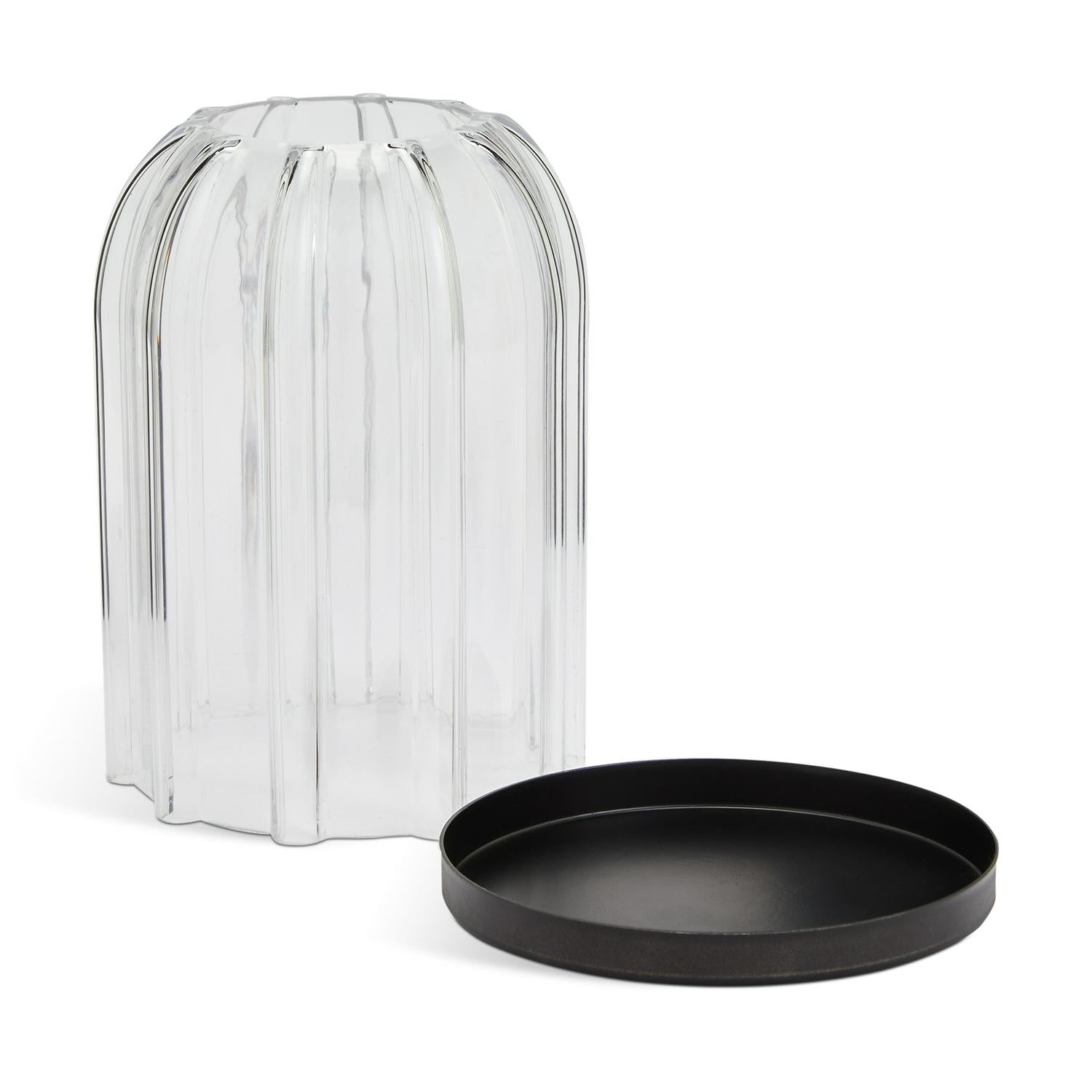 Habitat Ribbed Cloche Tealight Holder Glass 15cm High, UK version